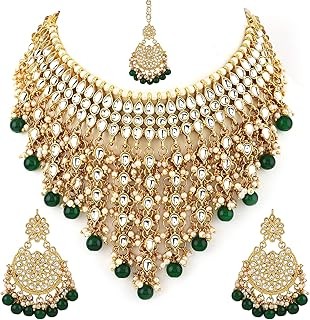 Shining Diva Fashion Latest Stylish Choker Traditional Pearl Kundan Necklace Jewellery Set for Women