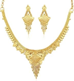 Shining Diva Fashion Latest Stylish Choker Traditional Temple Necklace Jewellery Set for Women (12086s), Golden, One