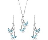 Clara 925 Sterling Silver Valentina Pendant Earring Chain Jewellery Set | Rhodium Plated, Swiss Zirconia | Gift for Women & Girls