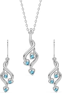Clara 925 Sterling Silver Butterfly Pendant Earring Chain Jewellery Set | Rhodium Plated, Swiss Zirconia | Gift for Women & Girls